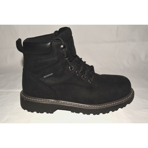 Wolverine Steel Toe Waterproof Work Boots Black Leather Men’s 9.5 W ASTM F2413-1 - Picture 2 of 11